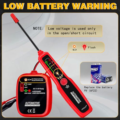 AWBLIN Wire Tracer Automotive Short & Open Finder Circuit Breaker Finder | DC 6-42V Car Broken Wire Detector Tool Electrical Circuit Tester Fault Probe Cable Tracker Auto Wire Locator