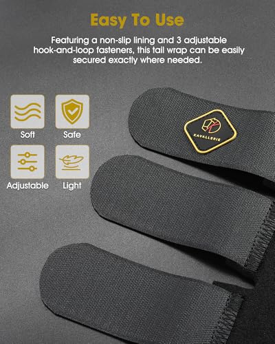 Kavallerie Horse Tail Wrap Protector, Quality Neoprene with 3 Adjustable Touch Fasteners, Non-Slip for Trailers Stalls Pastures, Black