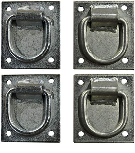 Heavy Duty D Ring with Hitching Ring - Set of Tie Down Anchors for Secure Horse Tie & Trailer Use.