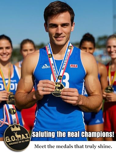 Goat Medal - 3'' Heavy Duty Goat Necklace, Double-Sided 3D Engraved Championship Trophy for Sports Awards, MVP Gifts & Collections