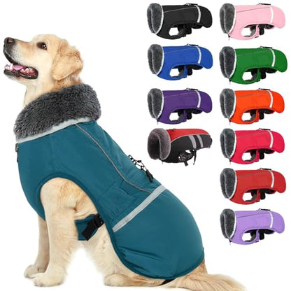 QBLEEV Warm Dog Coat, Reflective Dog Jacket, Waterproof Dogs Winter Coat - color: Aqua, size: Medium