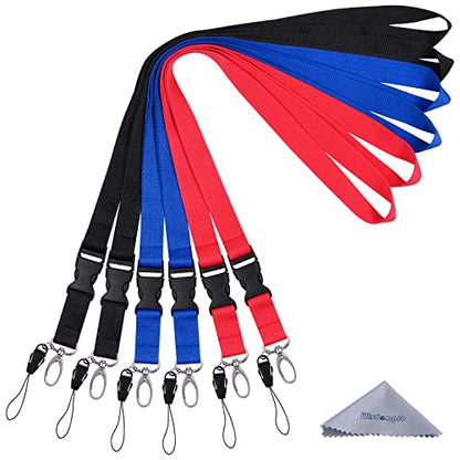 Wisdompro Office Lanyard, 6 Pack 23" Neck Strap Lanyards - Black, Blue, Red - color: 6pack(2pcs Each Red, Black & Blue)