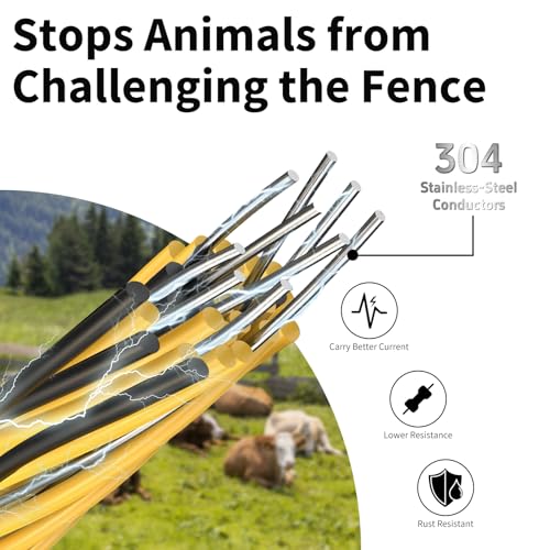 328ft Electric Fence Wire, 9-Strand Stainless Steel, 1/8" Diameter - size: 328 Feet