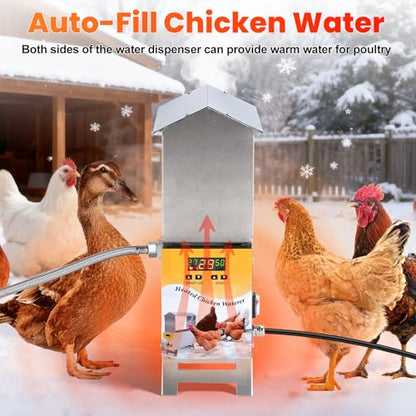 Heated Chicken Waterer Anti-Freeze Thermostat Control with Adjustable Leg
