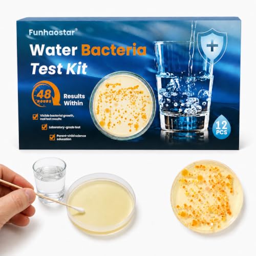 Bacteria Water Test Kit for Drinking Water, 12-Pack Well Water Testing Kit for Coliform and E. coli, At-Home Testing for Well, Tap, City and Pool Water, Includes Free Lab Analysis