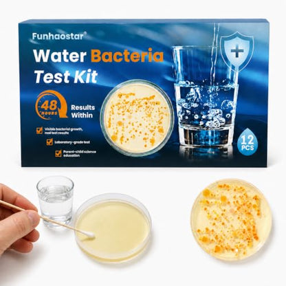 Bacteria Water Test Kit for Drinking Water, 12-Pack Well Water Testing Kit for Coliform and E. coli, At-Home Testing for Well, Tap, City and Pool Water, Includes Free Lab Analysis