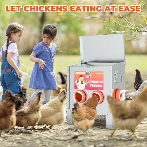 10 Port Automatic Chicken Feeder, No Waste Poultry Feeder with Lid - size: 10 Ports (85-120 LBS)