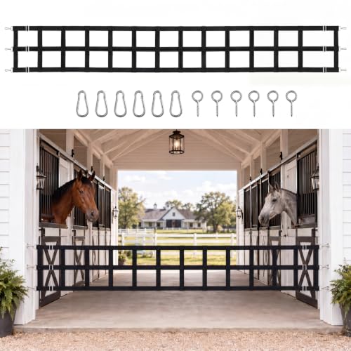 Zonon 12' x 20'' Polyester Stall Guards for Horses with Adjustable Straps and Hardware, Black Stall Gate with 6 Nails and 6 Hooks for Stables, Barns, Breeding Farms, Fences to Keep Horse Securely - color: Black, size: 12'
