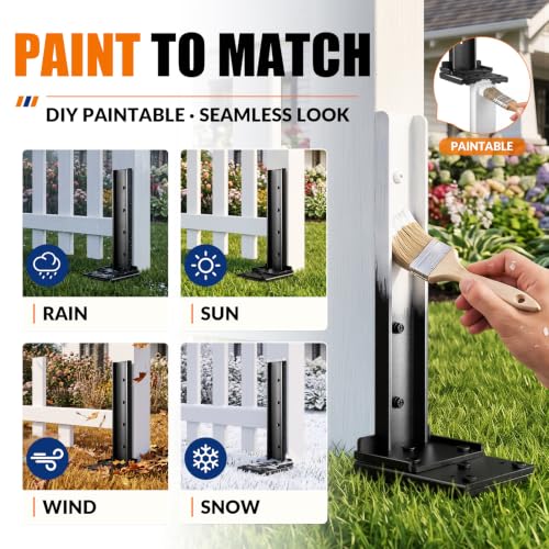VANCASTLE Fence Post Repair Kit Adjustable, 2-Pack，Easy to Install, Black