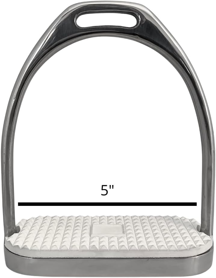 AJ Tack Stainless Steel Fillis Stirrup Irons with Rubber Pads | Classic English Saddle Style, Ideal for Schooling & Show, Stable Support & Proper Alignment, Enhanced Grip, Sold in Pairs - size: 5"