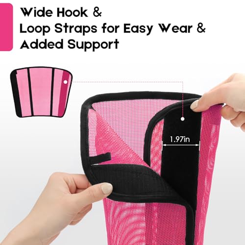 Fly Boots for Horses Set of 4 – Innovative Curved-Edge Design, Anti-Sag Stays, Breathable Mesh Leg Protection, Reduces Stomping & Fatigue, Comfort Fit for Medium to Large Horses - Pink