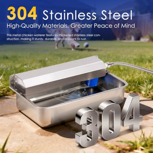 Automatic Chicken Waterer 6L Stainless Steel Metal Poultry Waterer
