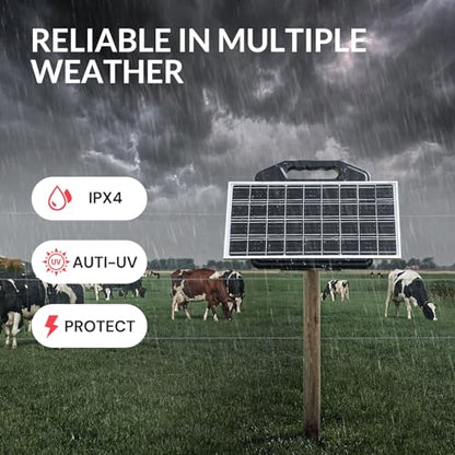 S2500 2.2 Joule Solar Fence Charger, 60 Miles Solar Electric Fence Charger for Livestock, Horses, Cattle Sheep, Portable and Super Tough - size: S2500