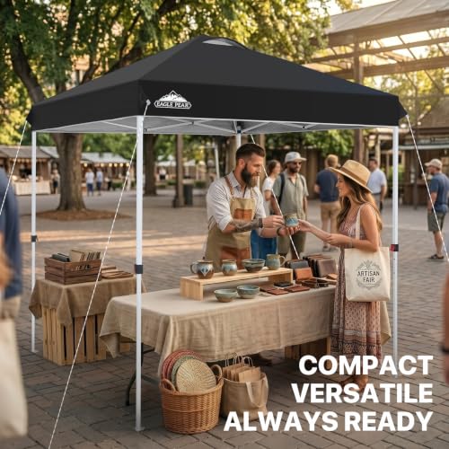 EAGLE PEAK 6.6x6.6 Pop Up Canopy Tent Easy Up Canopy Outdoor, Black - color: Black, size: 6.6x6.6