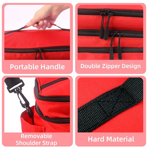 First Aid Bag Empty Large 16x8.3x7 inch with Adjustable Shoulder Strap, Medical Organizer for Pet First Aid Kits, Home Travel Camping Emergency Supplies Storage (Red)
