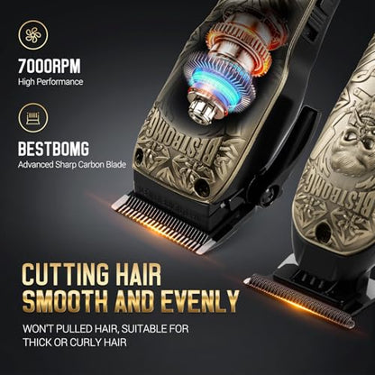BESTBOMG® Professional Hair Clippers for Men, Clipper & Trimmer Set, Bronze - color: Bronze