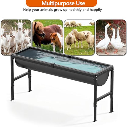Livestock Water Trough 12 Gallon | Animal Waterer with Adjustable Stand, Easy to Assemble and Carry, Feeding Goat, Sheep, Horse, Dog in Farm - size: 1 PC