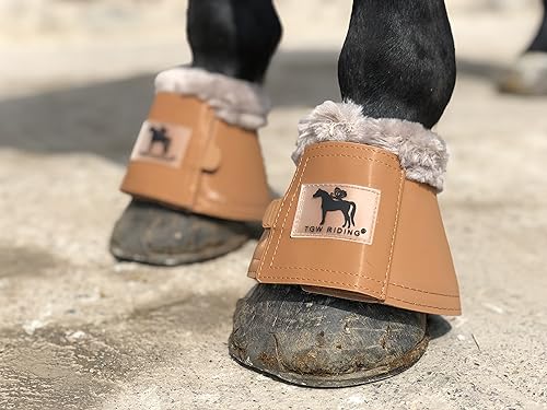Horse Bell Boots Dressage Horse Boots XL L M S - color: Cognac Color, style: Bell Boots with Faux