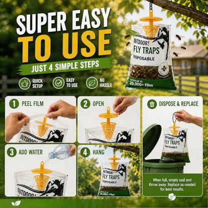 Fly Traps Outdoor 9 Pack Water Activated Disposable Fly Trap