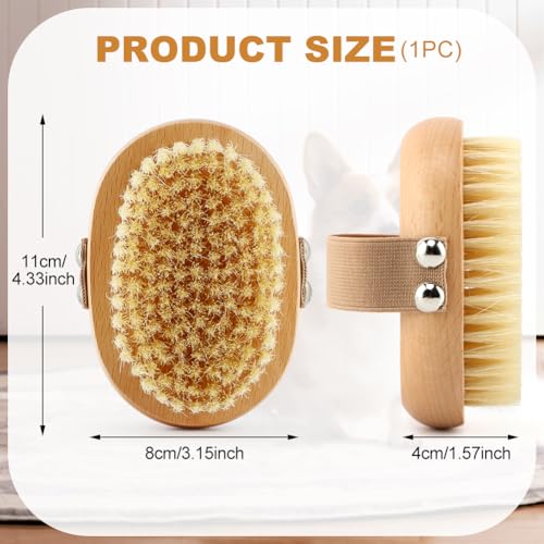 Soft Boar Bristle Pet Palm Brush for Short Haired Dogs and Cats, Ergonomic Pet Brush with Band, Natural Bristle Grooming Brus-h for Gentle Massage/Reduces Shedding(COLOR:Wood)