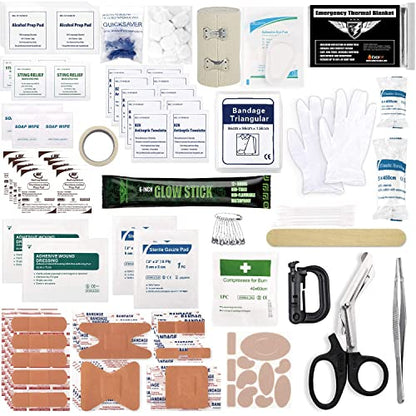 Everlit 180 Pieces Tactical First Aid Kit IFAK Molle EMT Pouch Outdoor Camping Emergency Kits for for Camping Boat Hunting Hiking Home Car Earthquake and Adventures Black