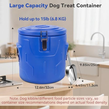 Newget 15lb Airtight Stainless Steel Dog Food Storage Container with Scoop | Airtight, Sturdy, Moisture-Proof, Large Metal Cat & Dog Food Container with Lid, Prevents Pets from Opening, Easy to Clean - size: 15 lb