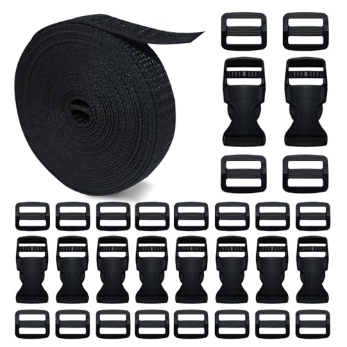 5/8 Inch Buckles and Straps Kit, 10 Buckles and 6 Yards Nylon Webbing Strap - color: 5/8 Inch Buckles Straps