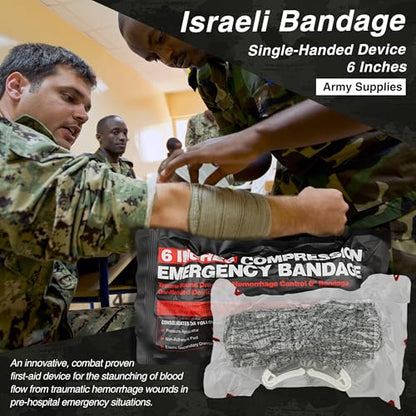 Survival First Aid Kit with Israeli Bandage, Chest Seal, Tourniquet, Splint, Tactical Military Combat Molle IFAK for Wound Care, Bleeding Control, Trauma Hemorrhage and More (Black)