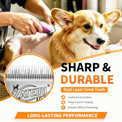 Size 10 Detachable Pet Grooming Clipper Blade with Ceramic Cutter, 1.5mm 1/16 Inch Cut Length, Silver, Compatible with Andis, Oster A5, Wahl KM10, 1 Pack - color: Silver, size: 10# 1.5mm