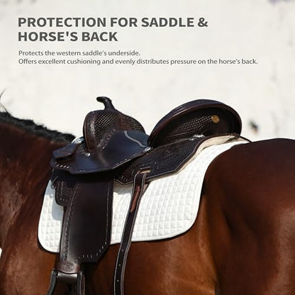 Tackmore All-Purpose Square Quilted Western Saddle Pad, Horse Saddle Pad - color: White