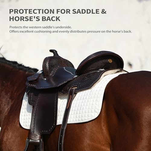 Tackmore All-Purpose Square Quilted Western Saddle Pad, Horse Saddle Pad - color: White