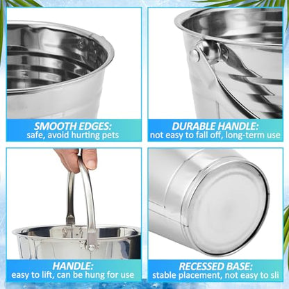 Hicarer 6 Pcs 2.1 Quart Stainless Steel Dog Water Bucket - size: 2.1 Quart