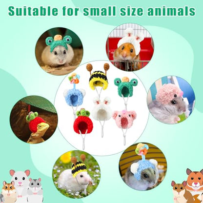 Kajaia 10 Pcs Hamster Hat Small Animals Cute Tiny Hat Mini Hand Knitted Hats for Snakes Pets Bearded Dragon Guinea Pig Bunny Costume Accessories Easter Holiday Parties (Novel Style) - style: Novel Style