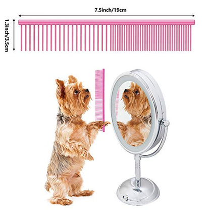 3 Pcs Stainless Steel Grooming Combs for Matted and Tangled Long Hair - Pet Guide Clippers for Dog and Cat - color: Gold,Violet,Pink