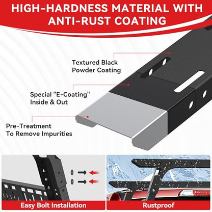 Adjustable 16-25" High Truck Bed Rack, Overland Cargo Rack Ladder Rack Cross Bars Compatible with Tacoma/Silverado/Sierra/Ram/Tundra/Titan/Frontier/Colorado/Canyon/Gladiator JT/Ford F-Series