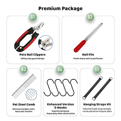 Guzekier Pet Dog Grooming Hammock Harness for Cats & Dogs, Dog Sling for Grooming, Dog Hammock Restraint Bag with Nail Clippers/Trimmer, Nail File, Pet Comb,Ear/Eye Care - size: L（Weight：45-80LB）