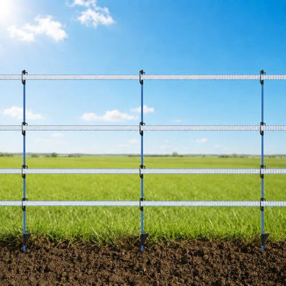 50 Pack 48 inch Fixed Insulator Fiberglass Electric Fence Posts Blue | Easy Step-in Posts for Livestock Fencing, Garden Fencing and Boundary Marking,Blue - color: Blue