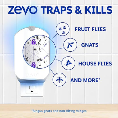 Zevo Flying Insect Trap for Fruit Flies & Gnats, 2 Plug-in Bases, 4 Refills - style: 2 Devices & 4 Cartridges