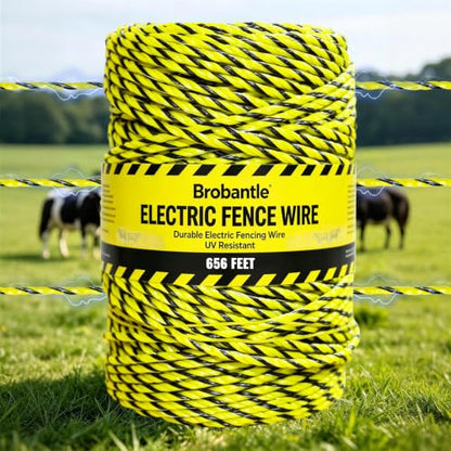 Upgraded Electric Fence Wire 656FT, 1/8" Electric Fence Polywire for Portable Livestock Fencing,6 Stainless Steel Strands for Reliable Conductivity and Corrosion Resistant - size: 656FT