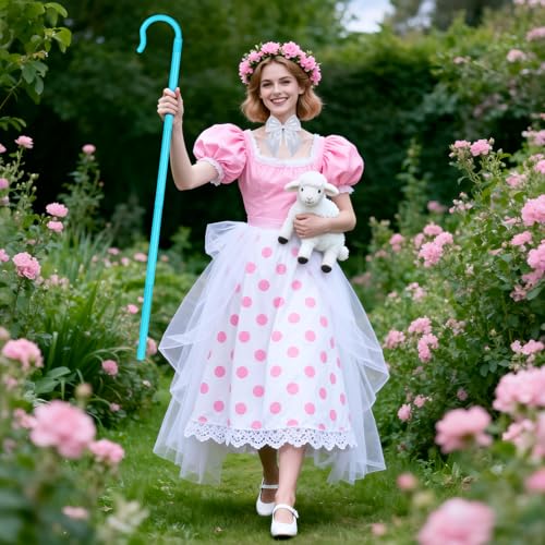 Servllcell Shepherd Staff Prop,Plastic Shepherd Hook Staff Stick Cane Costume Accessory,Halloween Staff Cosplay - color: Blue-w