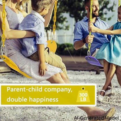 Swing Seat, 66" Heavy Duty Coated Iron Chain Sensory Swing, Therapy Swing Seat,Outdoor Playground Swing Set Accessories with Snap Hooks and Hanging Straps (Yellow) - color: Yellow
