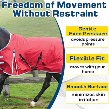 6-Pack Horse Blanket Leg Straps-Elastic Replacement Straps, Horse Supplies | with Double-Ended Quick Clips 20" Adjustable Stretchy Leg & Tail Straps, Fit for Winter Turnout Rugs & Stall Buckets (Medium)