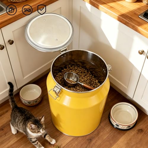 25 Lbs Stainless Steel Dog Food Storage Container with Scoop, 11.81“x19.69”