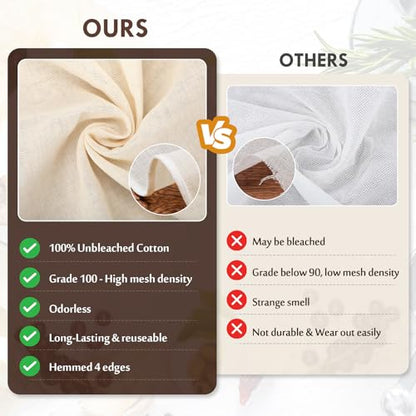 TOPULORS 6-Pack Cheese Cloth, 16x16 Inch Unbleached Cotton Straining Cloth - size: 6 PCS - 16x16 Inch