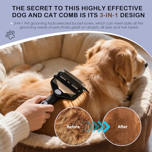 3-IN-1 Pet Deshedding and Grooming Brush Tool