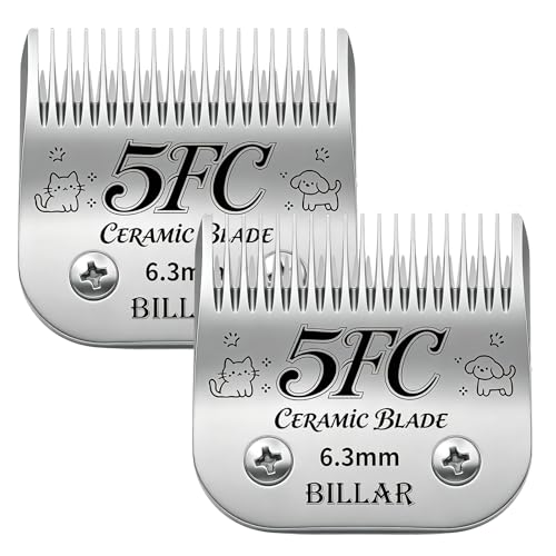 BILLAR 2Pack 5FC Detachable Pet Dog Grooming Ceramic Blades,Compatible with Andis,Oster A5,Wahl KM-10 Series,Size 5FC Blade 1/4-Inch 6.3MM Cut Length - size: 5FC-2PAC