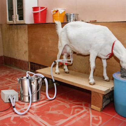 Automatic Pulsating Goat Milking Machine, 14L Stainless Steel Bucket Portable Sheep Milker with Food-Grade Silicone Cups and Adjustable Suction for Farm Home Use Dairy Equipment M - size: M