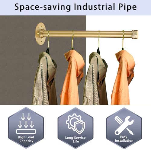 Sumnacon Wall Mounted Clothes Rack for Wardrobe, 2Pcs 14 Inch, Gold - color: Gold, size: 14 Inch