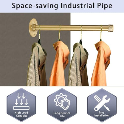 Sumnacon Wall Mounted Clothes Rack for Wardrobe, 2Pcs 14 Inch, Gold - color: Gold, size: 14 Inch