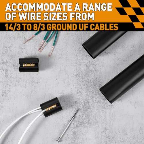 3 Sets Underground Wire Splice Kit for 14/3 to 8/3 Range Direct Burial UF Wire,600 Volts Maximum Waterproof Direct Burial Splice Kit with Connector and Heat Shrink Tubing for Electrical Cables